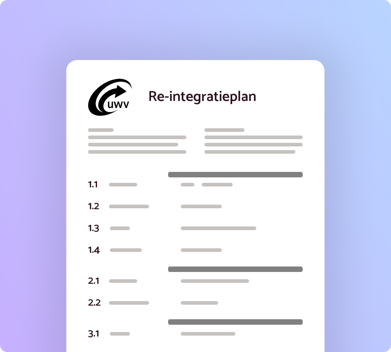 Voorbeeld van een automatisch gegenereerd UWV-rapport