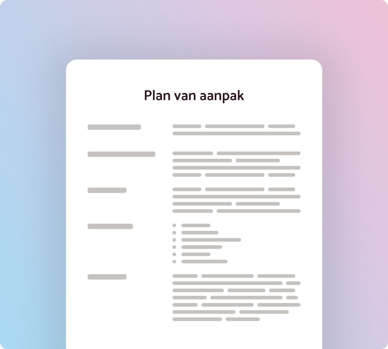 Voorbeeld van een automatisch gegenereerd plan van aanpak
